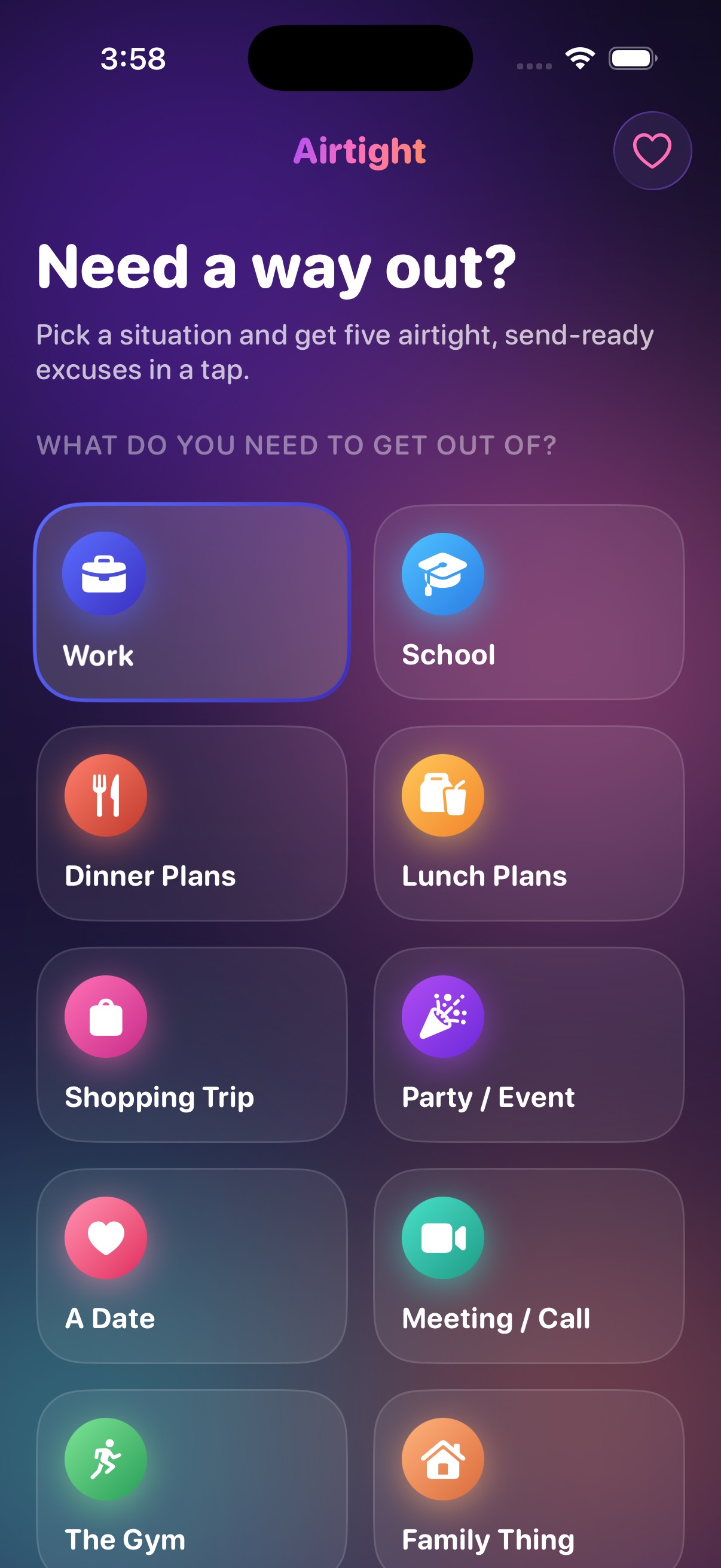 Airtight: Excuse Generator screenshot